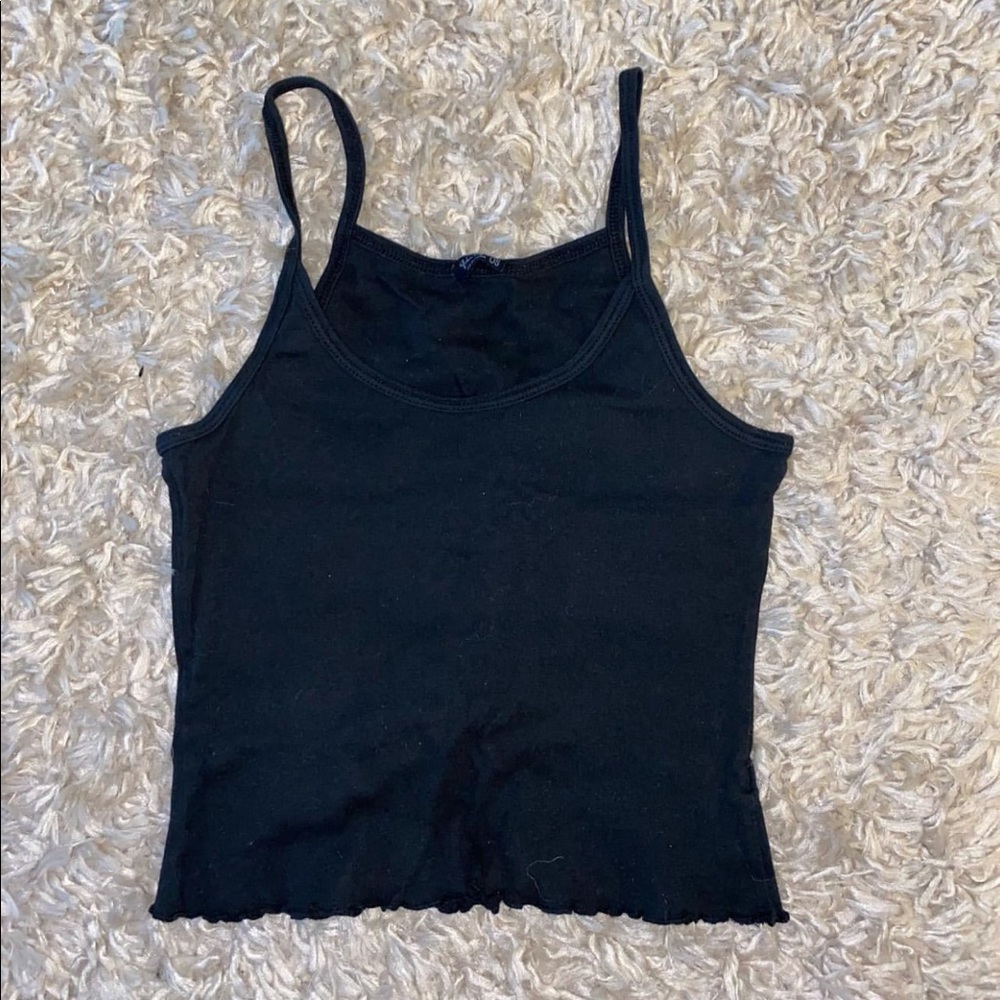 BRANDY MELVILLE JOHN GALT BLACK RUFFLED TANK TOP
